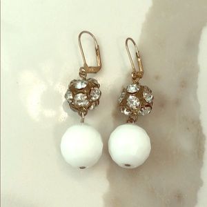 Vintage style rhinestone and white bead earrings